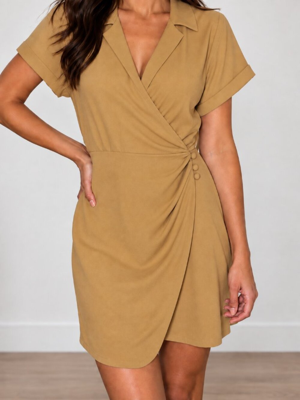 NWT Nine West Surplice Shirt Wrap Dress in Bright Bronze XXL 2X